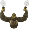 Moderne Wandlampe KING APE 50cm gold Affen-Skulptur handmade