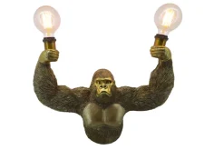 Moderne Wandlampe KING APE 50cm gold Affen-Skulptur handmade