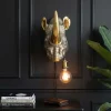 Moderne Wandlampe RHINO 40cm gold Nashorn-Skulptur handmade