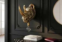 Moderne Wandlampe RHINO 40cm gold Nashorn-Skulptur handmade