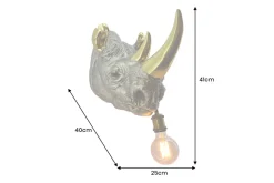 Moderne Wandlampe RHINO 40cm gold Nashorn-Skulptur handmade