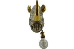 Moderne Wandlampe RHINO 40cm gold Nashorn-Skulptur handmade