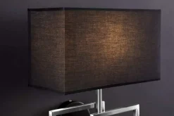 Moderne Wandleuchte ATLANTIS 44cm silber Stoffschirm schwarz Lampe