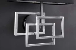 Moderne Wandleuchte ATLANTIS 44cm silber Stoffschirm schwarz Lampe