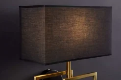 Moderne Wandleuchte ATLANTIS 44cm gold Stoffschirm schwarz Lampe