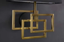 Moderne Wandleuchte ATLANTIS 44cm gold Stoffschirm schwarz Lampe