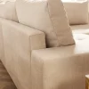 Moderne Wohnlandschaft KENT 220cm champagner beige Vogue Velours Samt Federkern mit Hocker