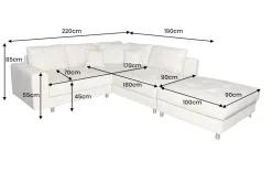 Moderne Wohnlandschaft KENT 220cm champagner beige Strickstoff Ecksofa inkl. Hocker