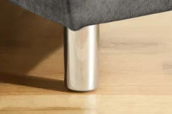 Moderne Wohnlandschaft KENT 220cm grau Samt Ecksofa Federkern inkl. Hocker und Kissen