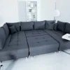 Moderne XXL Wohnlandschaft KENT 305cm anthrazit Federkern Bigsofa inkl. Hocker