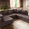 Moderne XXL Wohnlandschaft KENT 305cm antik braun Federkern Bigsofa inkl. Hocker