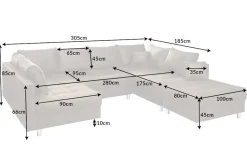 Moderne XXL Wohnlandschaft KENT 305cm taupe Federkern Bigsofa inkl. Hocker