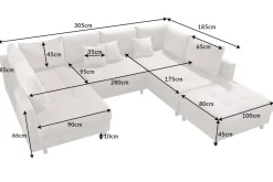 Moderne XXL Wohnlandschaft KENT 305cm anthrazit Cord Bigsofa inkl. Hocker Federkern