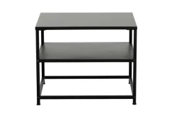 Moderner Beistelltisch DURA STEEL 50cm schwarz Metall mit Ablagefach
