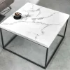 Moderner Couchtisch ARCHITECTURE 60cm weiß Marmor-Design Metallgestell