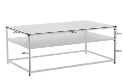 Moderner Couchtisch DURA STEEL 100cm schwarz Metall mit Ablagefach