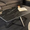 Moderner Couchtisch GALAXIE 100cm Aurora Oro schwarz gold sand Keramik