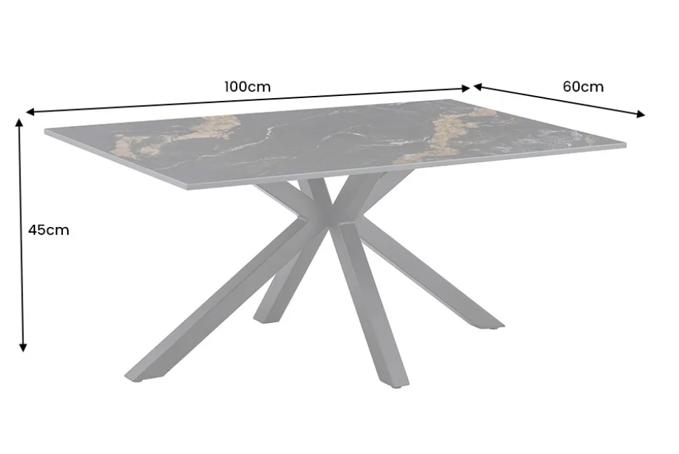 Moderner Couchtisch GALAXIE 100cm Aurora Oro schwarz gold sand Keramik