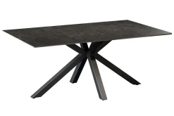 Moderner Couchtisch GALAXIE 100cm anthrazit Keramik schwarz Metall Sterngestell