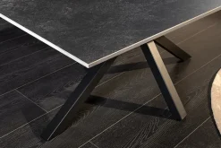Moderner Couchtisch GALAXIE 100cm anthrazit Keramik schwarz Metall Sterngestell