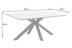 Moderner Couchtisch GALAXIE 100cm weiß Keramik schwarz Metall Sterngestell