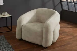 Moderner Design Sessel VOGUE 95cm beige Samt mit Armlehnen und Nosagfederung