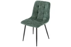 Moderner Design Stuhl TRES CHIC grün Chenille Cremona schwarze Metallbeine