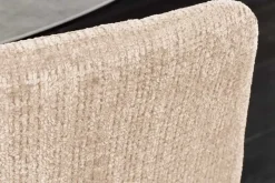 Moderner Design Stuhl TRES CHIC champagner greige Chenille Cremona schwarze Metallbeine