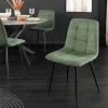 Moderner Design Stuhl TRES CHIC grün Cord schwarze Metallbeine Esszimmer