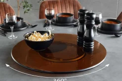 Moderner Drehteller 50cm bernstein Glas 360° drehbare Servierplatte