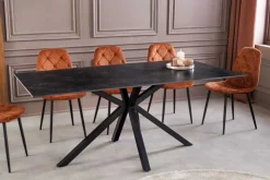Moderner Esstisch GALAXIE 160cm anthrazit Keramik schwarz Metall Sterngestell