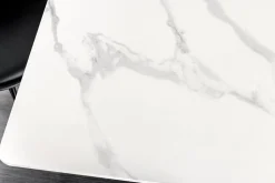 Moderner Esstisch GALAXIE 160cm weiß Keramik Marmor-Design glänzend Metallgestell schwarz