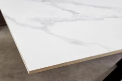 Moderner Esstisch GALAXIE 160cm weiß Keramik schwarz Metall Sterngestell