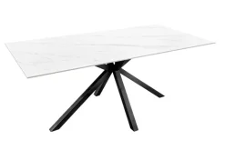 Moderner Esstisch GALAXIE 180cm weiß Keramik schwarz Metall Sterngestell