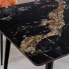 Moderner Esstisch MILANO 120cm schwarz gold sand Aurora Oro Keramik Metallgestell