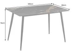 Moderner Esstisch MILANO 120cm schwarz gold sand Aurora Oro Keramik Metallgestell