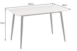 Moderner Esstisch MILANO 120cm weiß Keramik schwarze Metallbeine