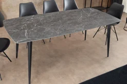 Moderner Esstisch MILANO 160cm anthrazit Keramik schwarze Metallbeine