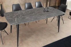 Moderner Esstisch MILANO 160cm anthrazit Keramik schwarze Metallbeine