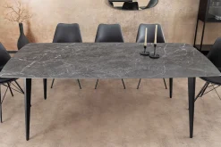 Moderner Esstisch MILANO 160cm anthrazit Keramik schwarze Metallbeine