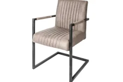 Moderner Freischwinger Armlehnenstuhl BIG ASTON taupe Taschenfederkern Eisengestell