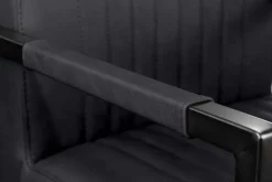 Moderner Freischwinger Stuhl BIG ASTON Echtleder schwarz Taschenfederkern Metall