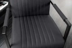 Moderner Freischwinger Stuhl BIG ASTON Echtleder schwarz Taschenfederkern Metall