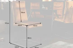 Moderner Freischwinger Stuhl COMFORT senfgelb Samt mit Komfortgriff