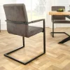 Moderner Freischwinger Stuhl LOFT taupe grau Microfaser mit Armlehne Eisengestell schwarz
