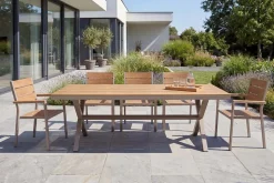 Moderner Gartenstuhl DESIGNO 90cm natur greige Aluminium stapelbar wetterfest