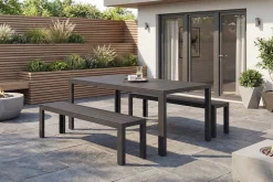 Moderner Gartentisch DESIGNO 205cm anthrazit schwarz Aluminium wetterfest