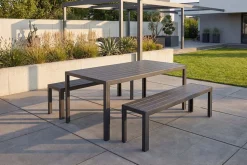 Moderner Gartentisch DESIGNO 150cm anthrazit schwarz Aluminium wetterfest Outdoor Esstisch