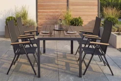 Moderner Gartentisch DESIGNO 205cm dunkelbraun schwarz Aluminium wetterfest