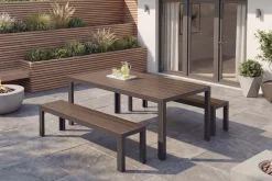 Moderner Gartentisch DESIGNO 205cm dunkelbraun schwarz Aluminium wetterfest